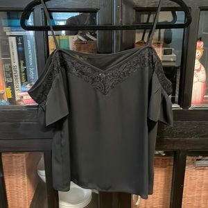 Express Lace Detail Black Top - S